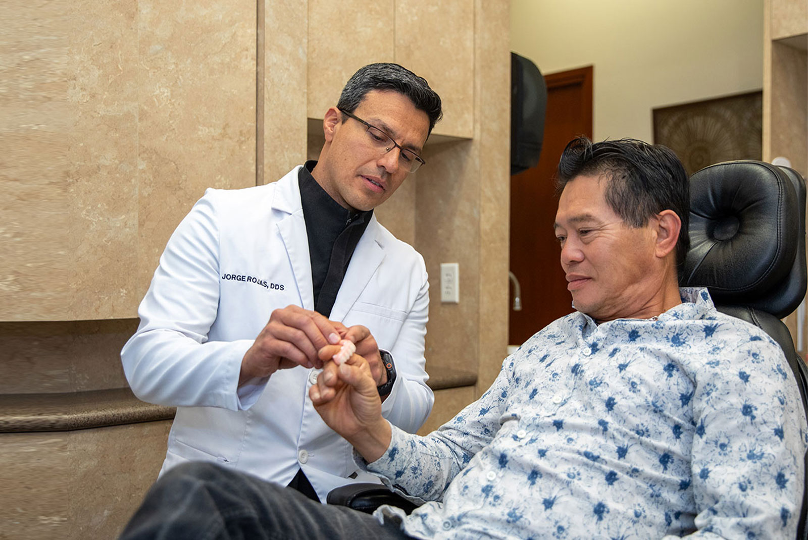 doctor going over patient information